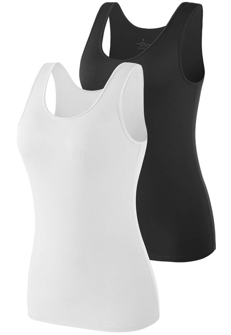 Vislivin Tank Tops for Woman Sleeveless Basic Undershirt Layering Tanks Black/White XXL - Image 1